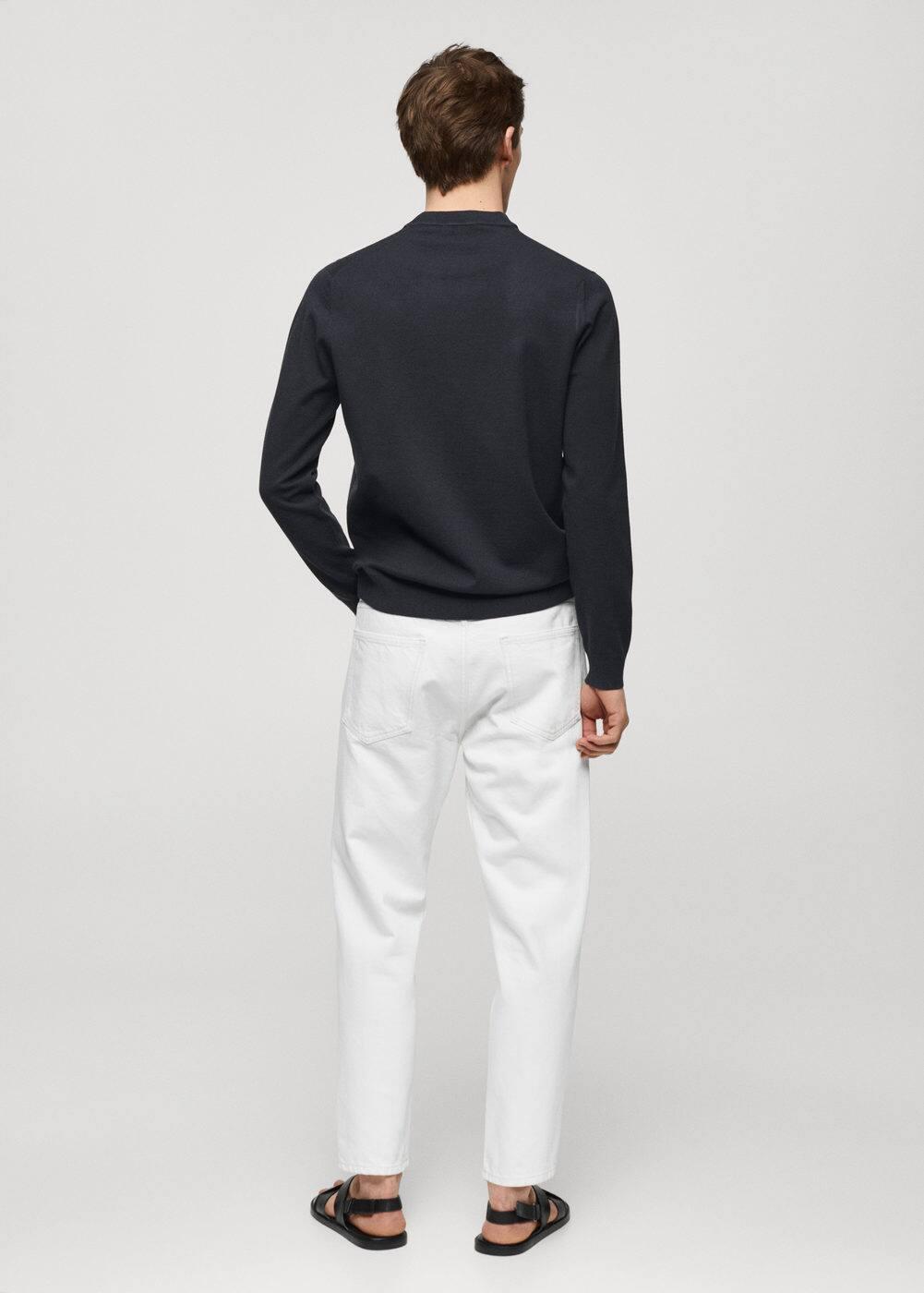 MANGO MAN - Cotton-linen round-neck knitted sweater dark navyMen Product Image