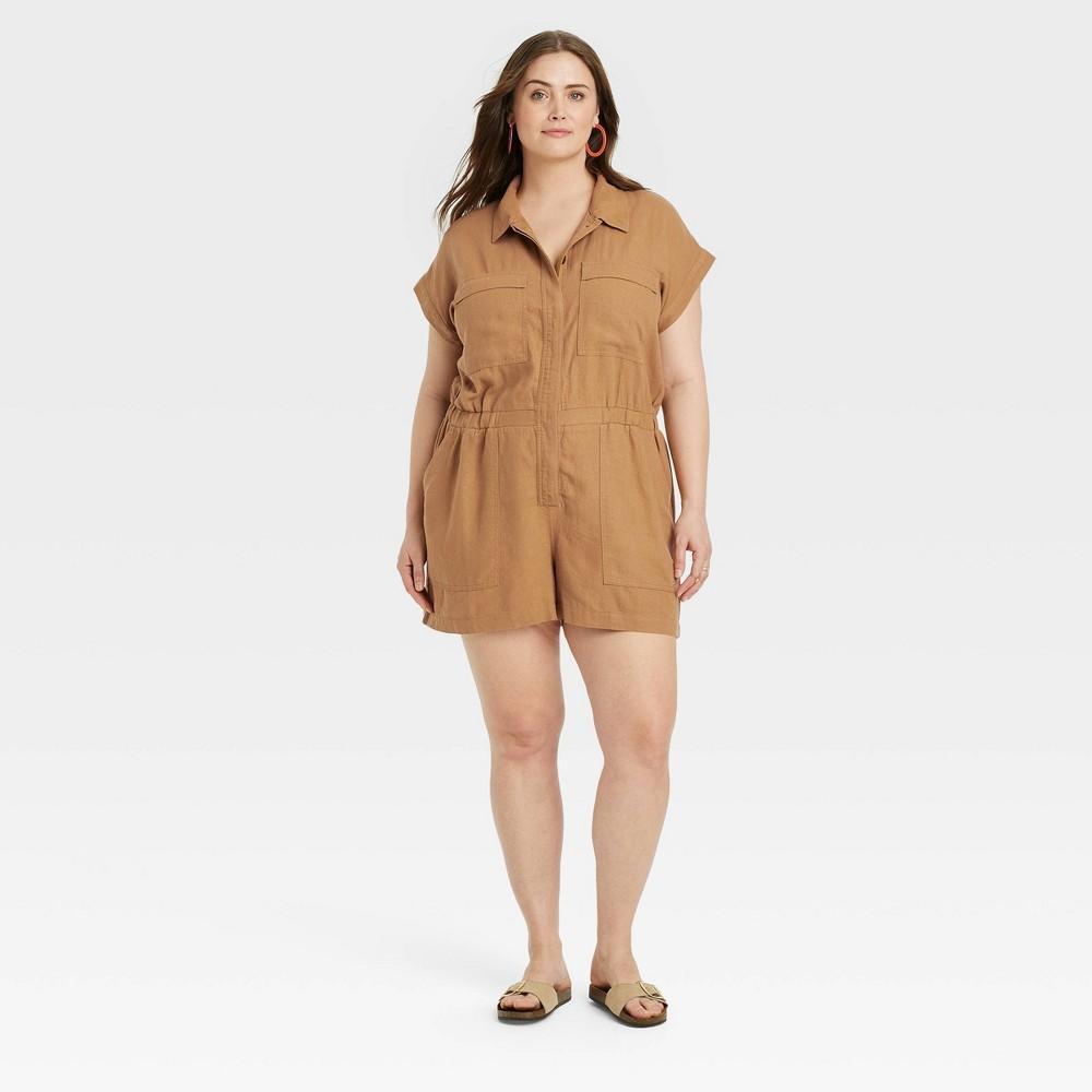 Womens Short Sleeve Romper - Universal Thread Brown 24 Product Image