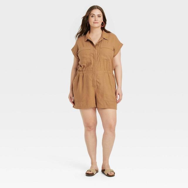 Womens Short Sleeve Romper - Universal Thread Brown 24 Product Image