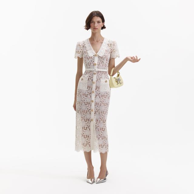 Cream Lace Midi Dress Product Image