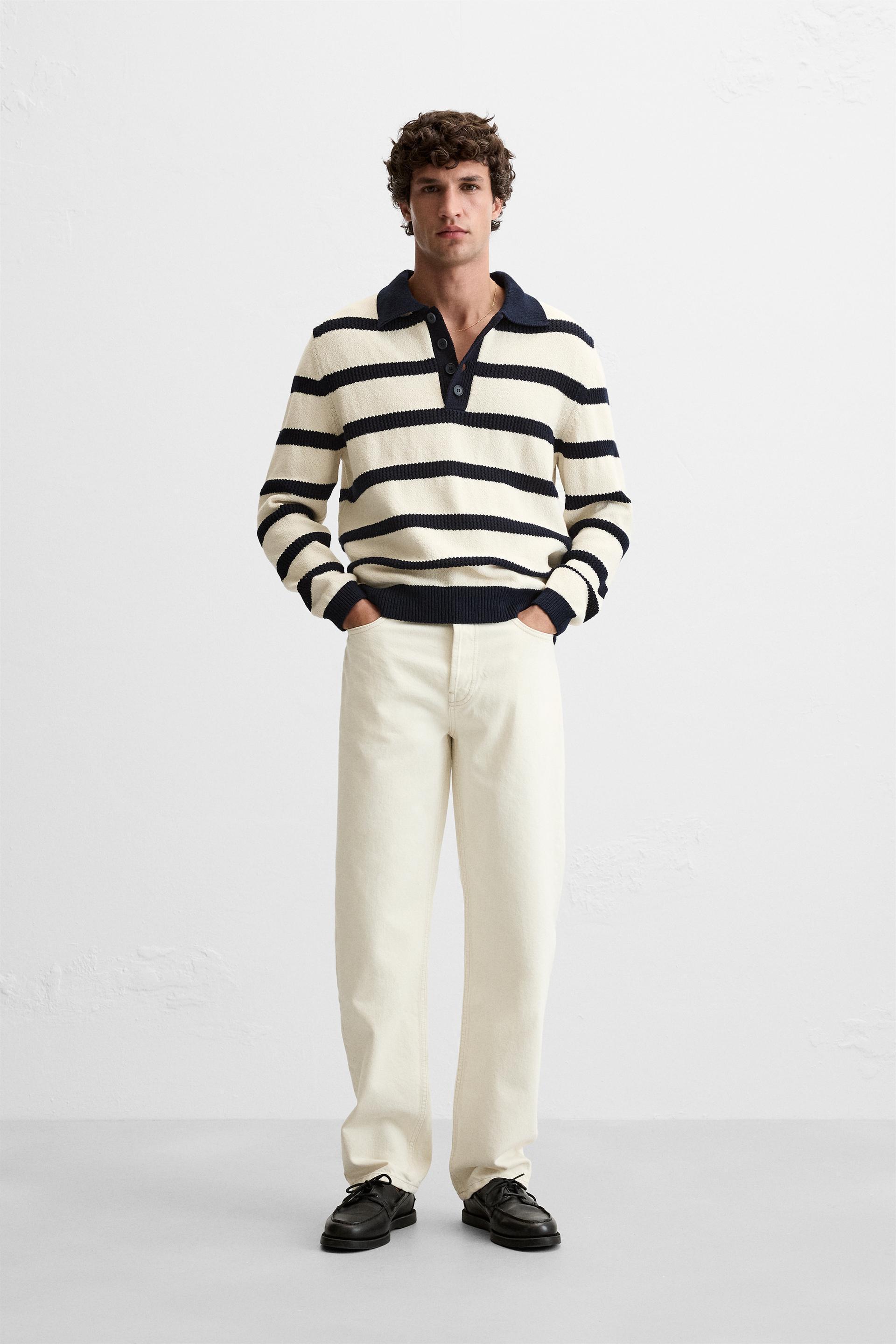 JACQUARD STRIPED KNIT POLO Product Image