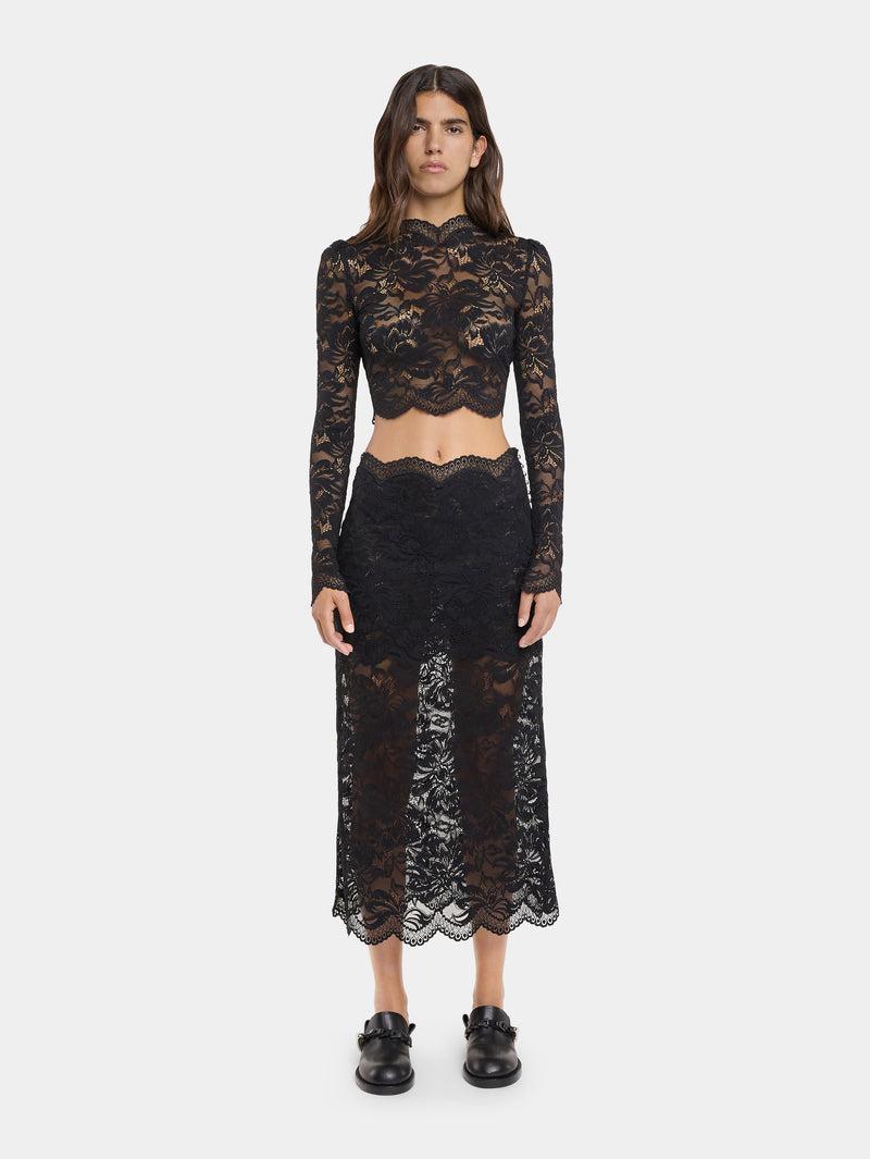 BLACK CROP TOP IN LACE Product Image