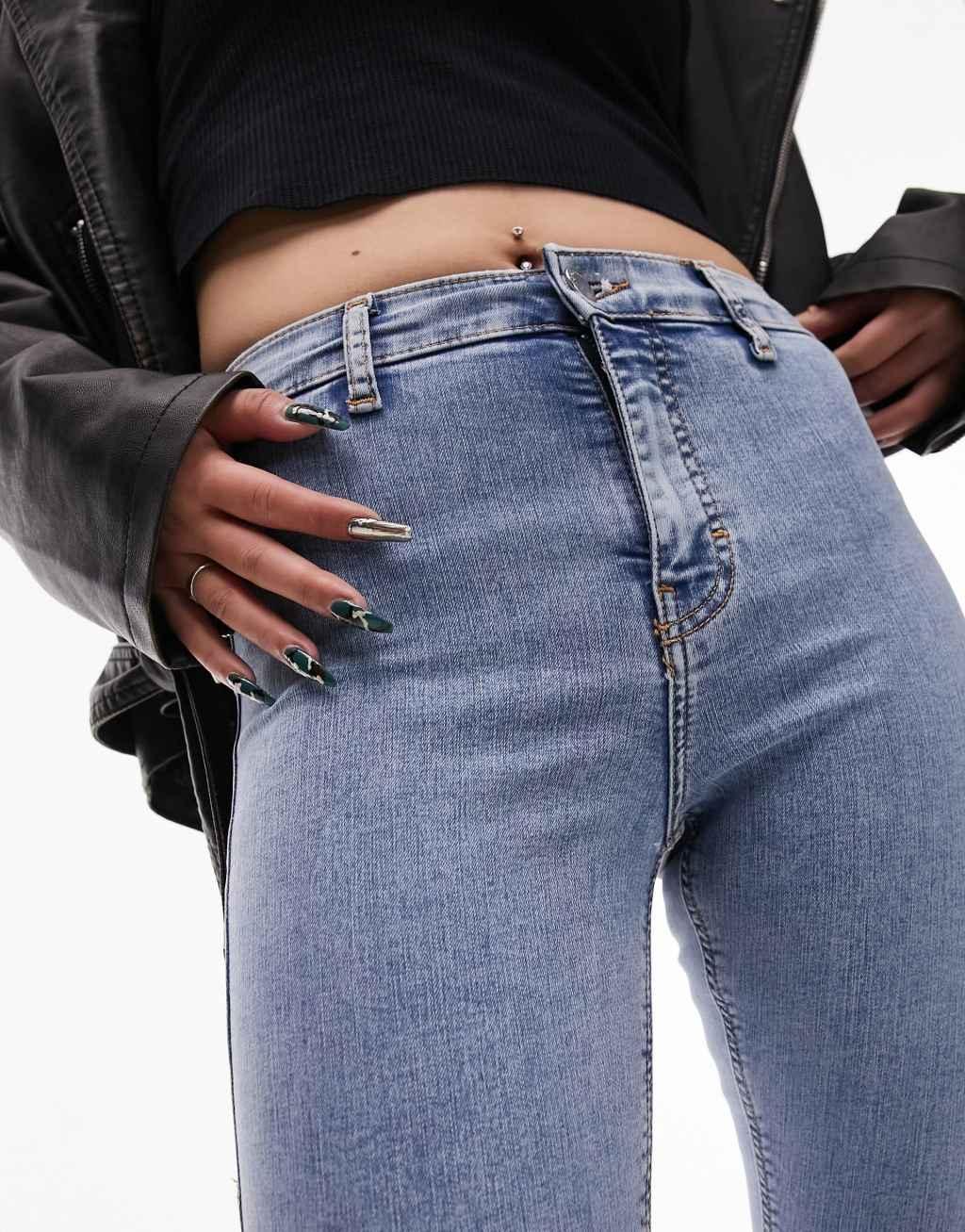 Topshop Petite Joni jeans in bleach Product Image