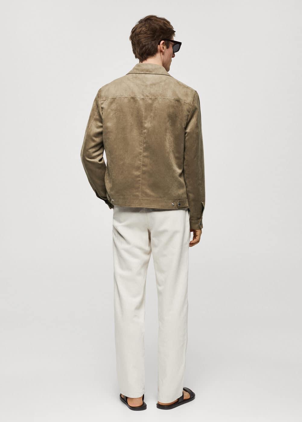 MANGO MAN - Suede-effect jacket with pockets khakiMen Product Image