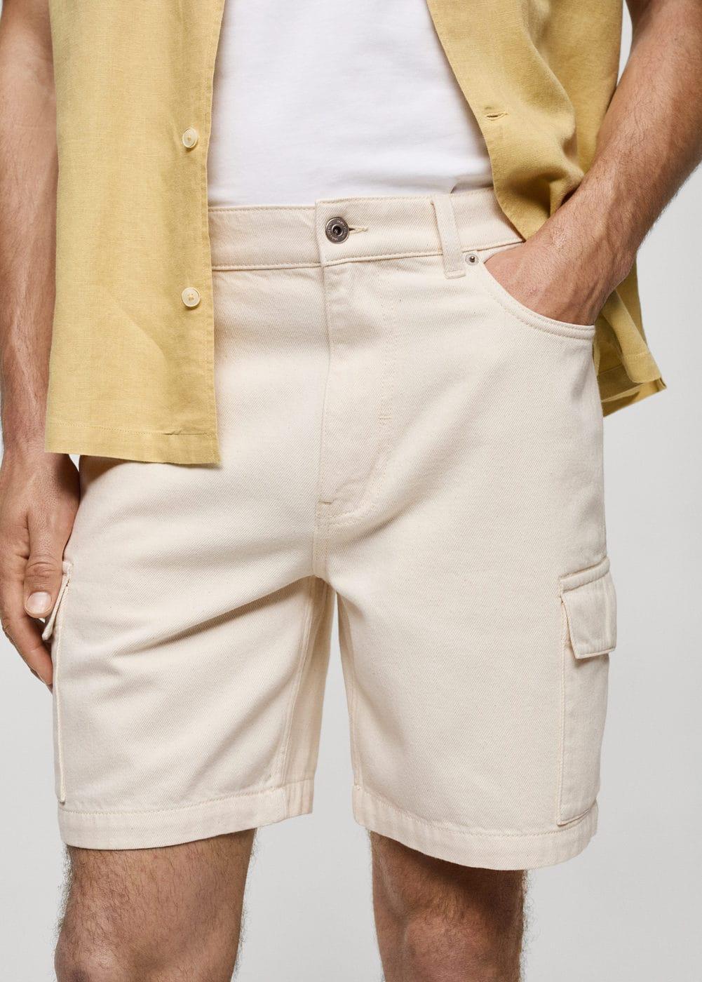 MANGO MAN - Denim cotton cargo shorts off whiteMen Product Image