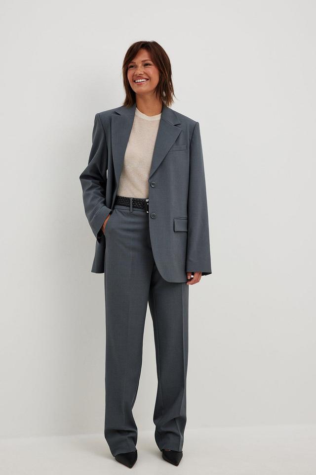 High Waist Straight Leg Melange Suit Pants Product Image