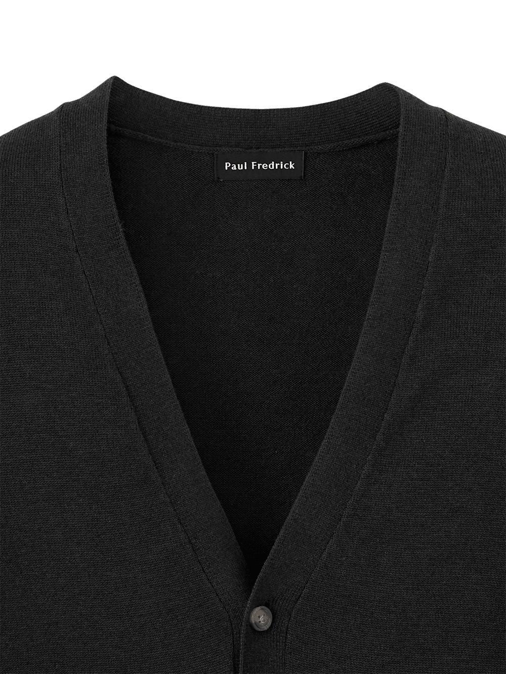 Supima Cotton Button Front Cardigan - Black Product Image