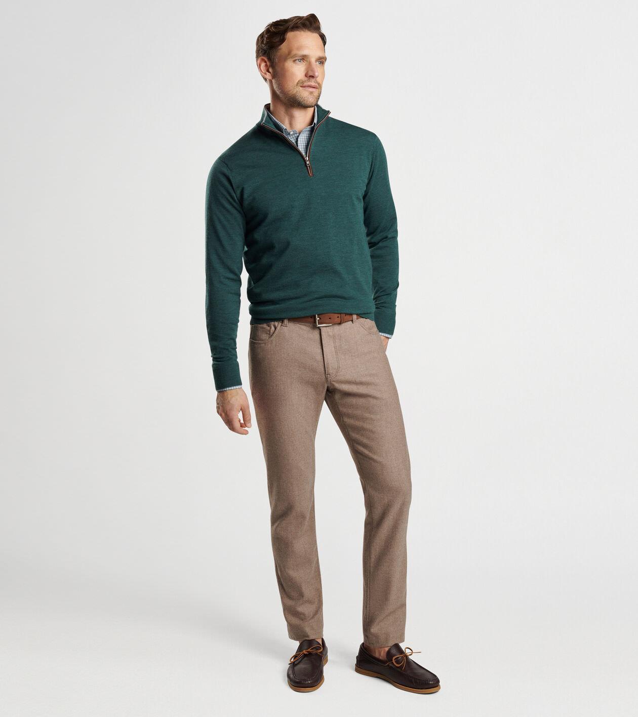 Peter Millar Mens Excursionist Flex Quarter-Zip Sweater | Color: Lacinato | Size: S Product Image