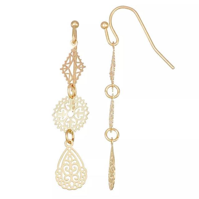 Ella Shea Gold Tone Filigree Linear Earrings, Womens Product Image