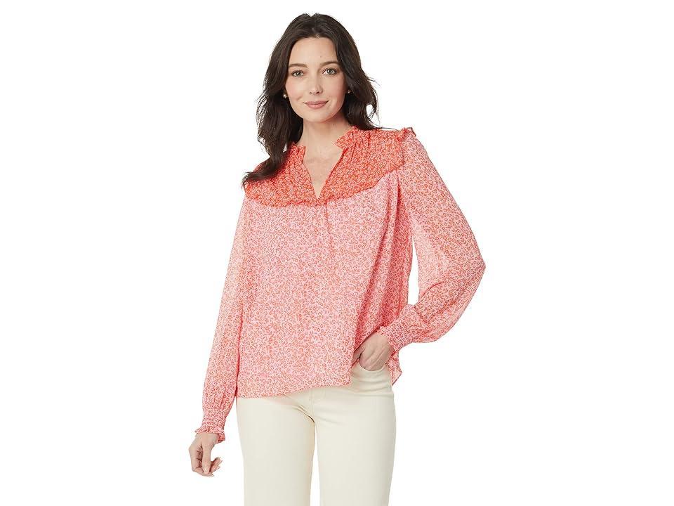 Draper James Long Sleeve Ruffle Top Multi) Women's Blouse Product Image