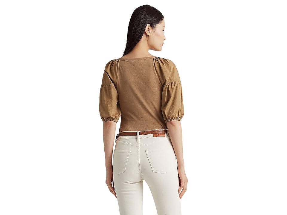 Lauren Ralph Lauren Stretch Cotton Puff-Sleeve Tee (New ) Women's Clothing Product Image