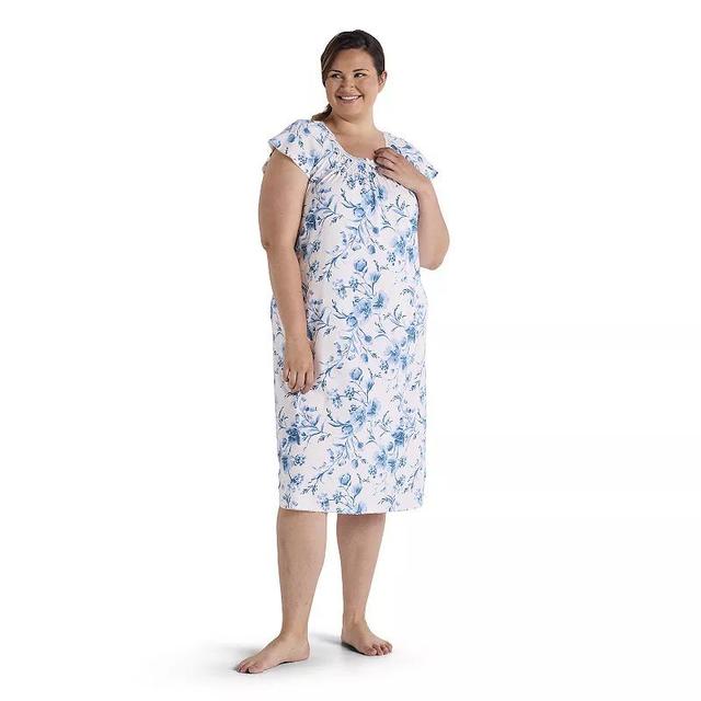 Plus Size Miss Elaine Essentials Cottonessa Long Gown, Womens Product Image