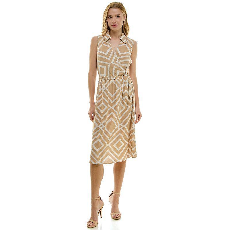 Womens Luxology Tie Elastic Waist Midi Dress Ivory Product Image