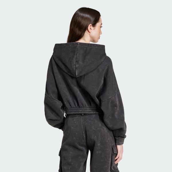 Washed-Out Crop Oversized Hoodie Product Image