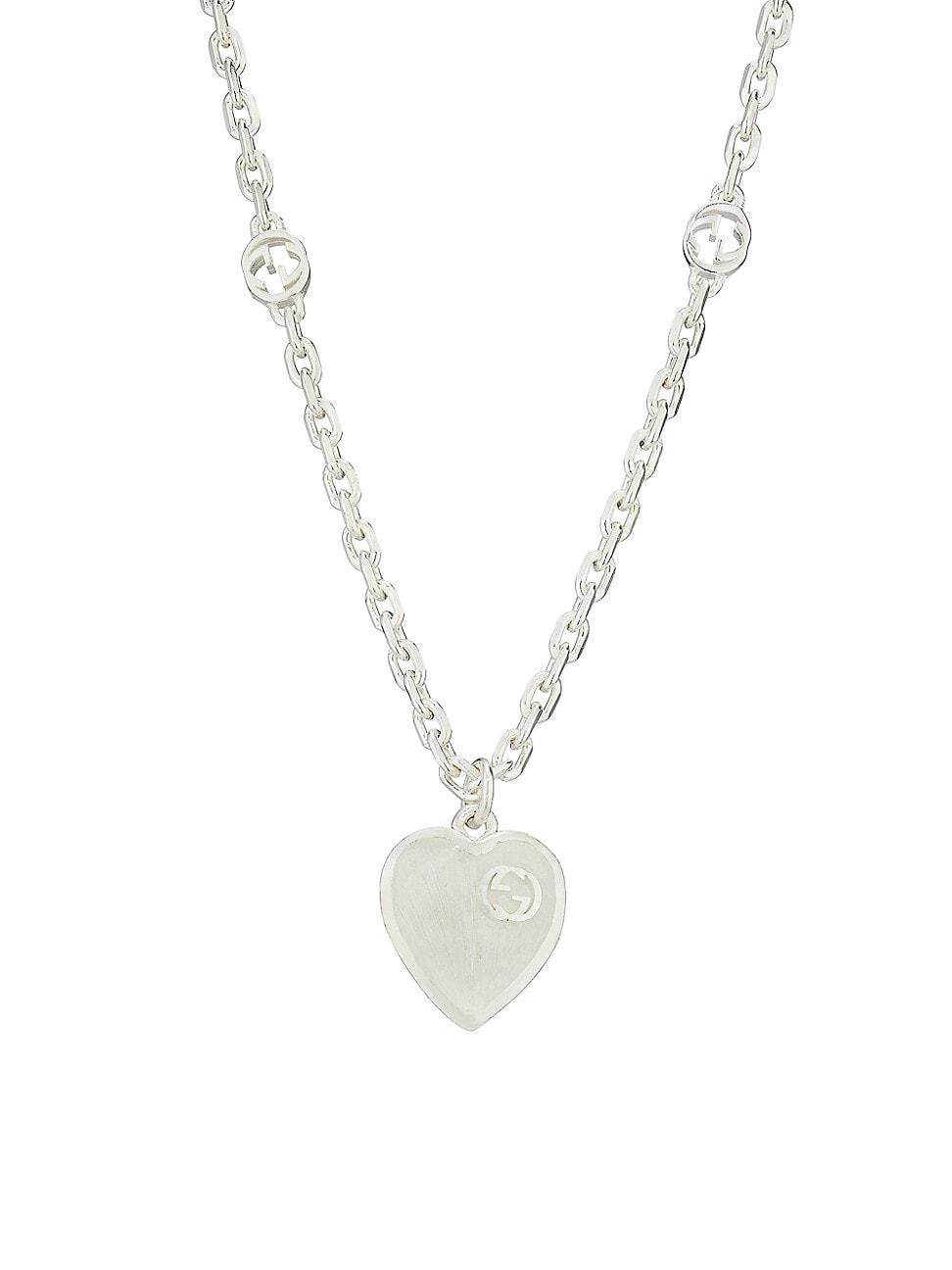 Womens Sterling Silver GG Heart Pendant Necklace Product Image