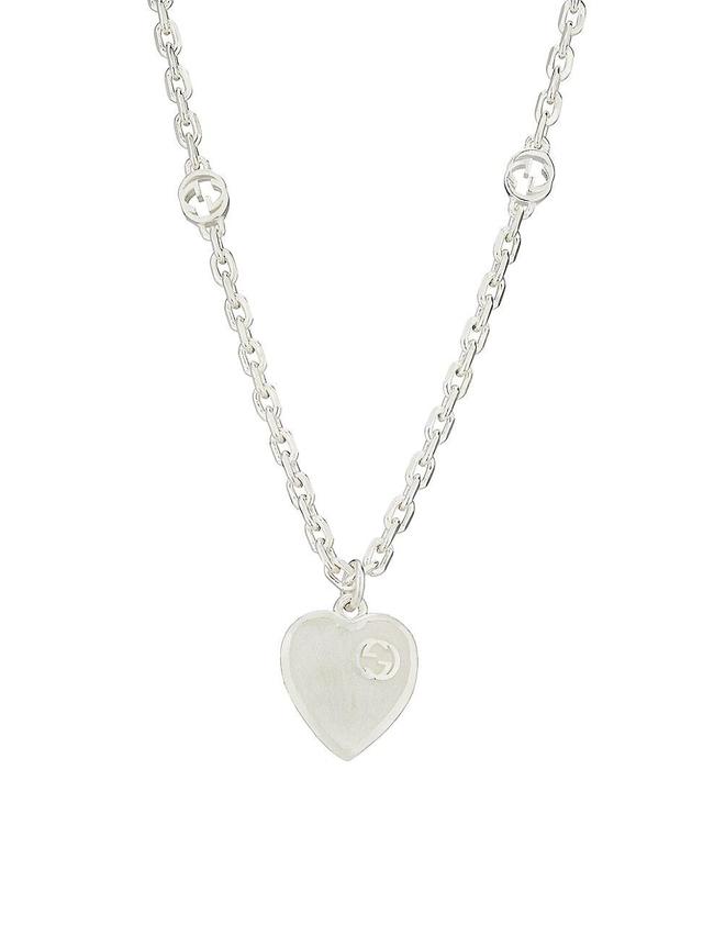 Womens Sterling Silver GG Heart Pendant Necklace Product Image