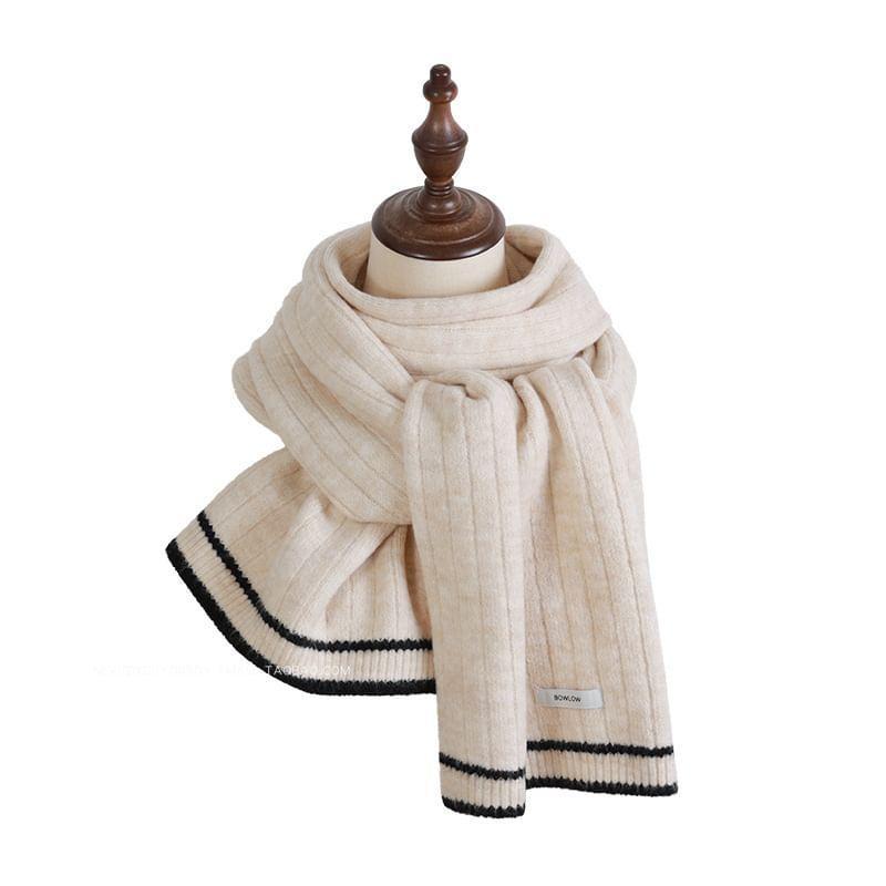 Striped Ribbed Knit Scarf Product Image