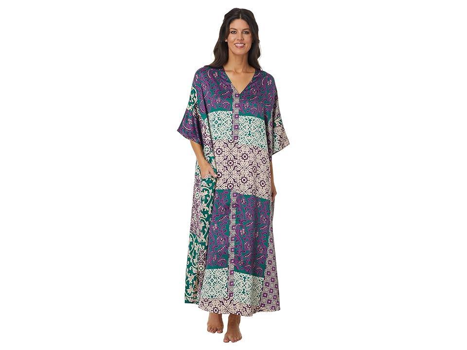 Natori Tapestry Zip Caftan Multi) Women's Pajama Sets Product Image