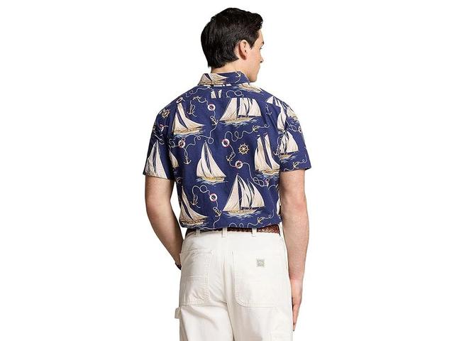 Polo Ralph Lauren Classic Fit Nautical Oxford Shirt (Helm Anchors) Men's Short Sleeve Knit Product Image