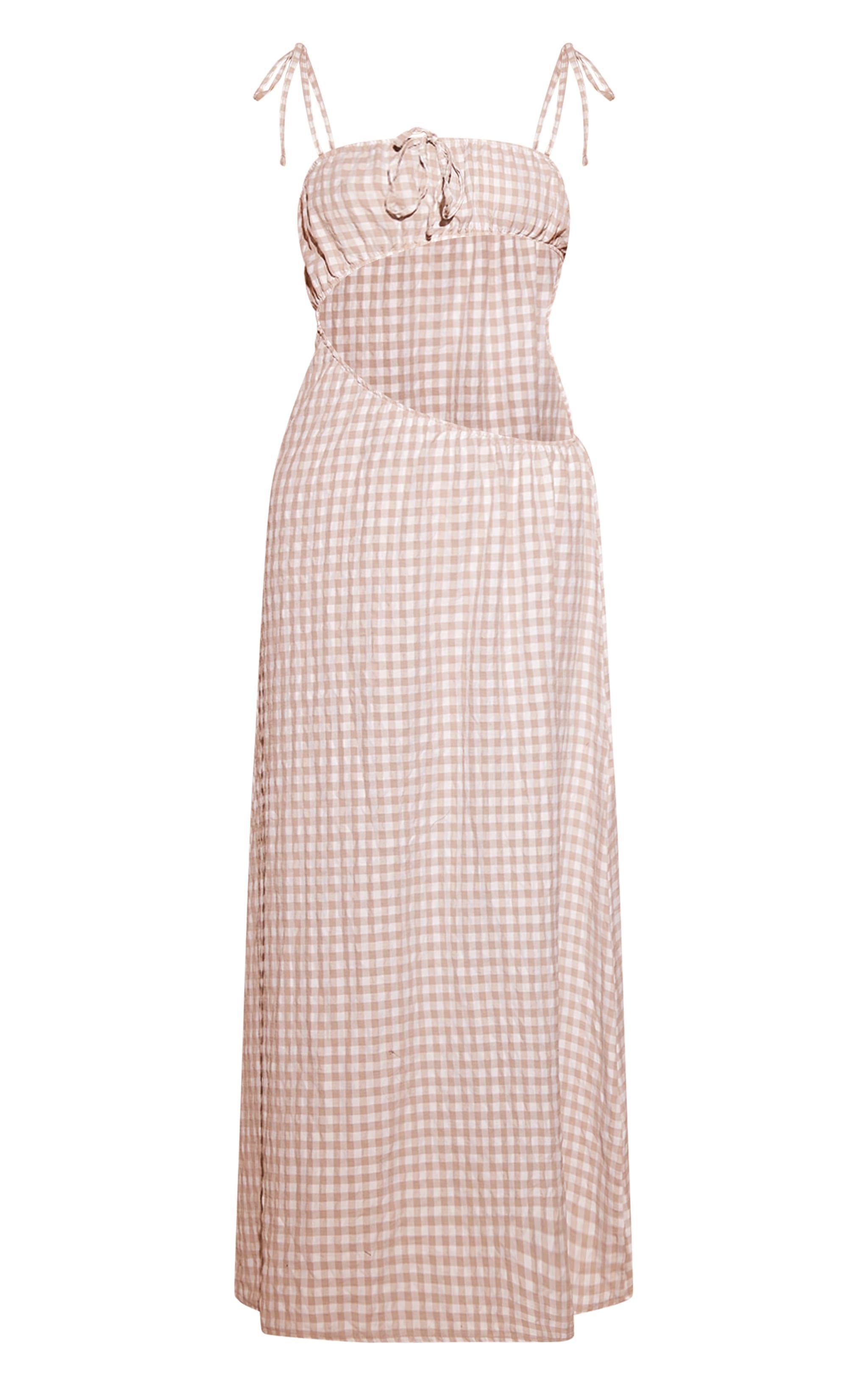 Stone Gingham Cut Out Maxi Dress Product Image