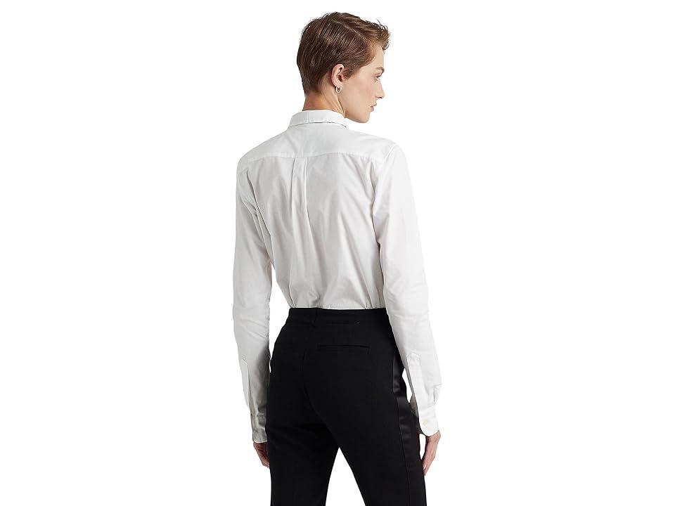 Lauren Ralph Lauren Pin Tucked Cotton Broadcloth Shirt Women's Clothing Product Image