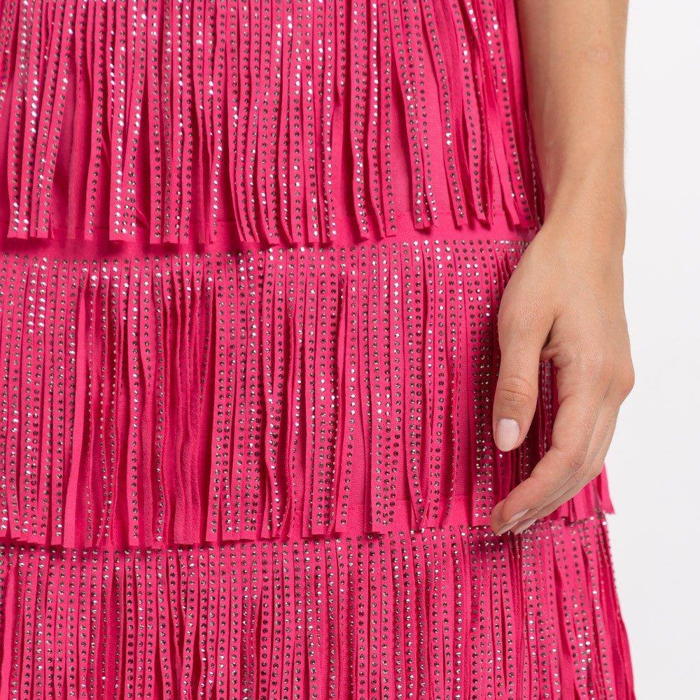 Plus Pink Rhinestone Fringe Mini Skirt* Product Image