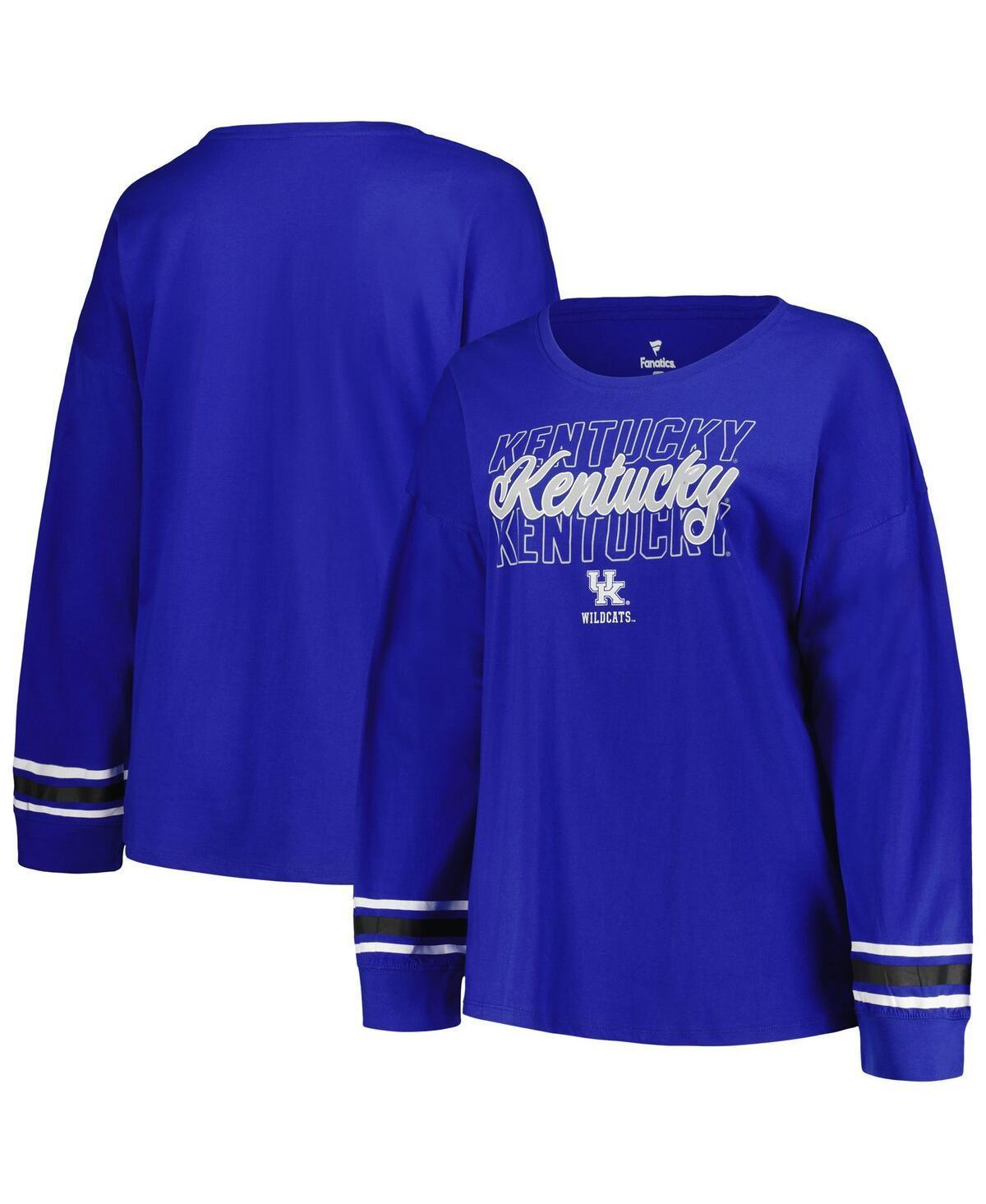 Womens Profile Royal Kentucky Wildcats Plus Size Triple Script Scoop Neck Long Sleeve T-Shirt Product Image