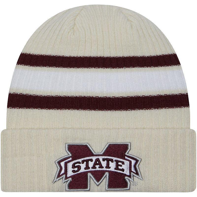 Mens New Era Cream Mississippi State Bulldogs Vintage Cuffed Knit Hat Product Image