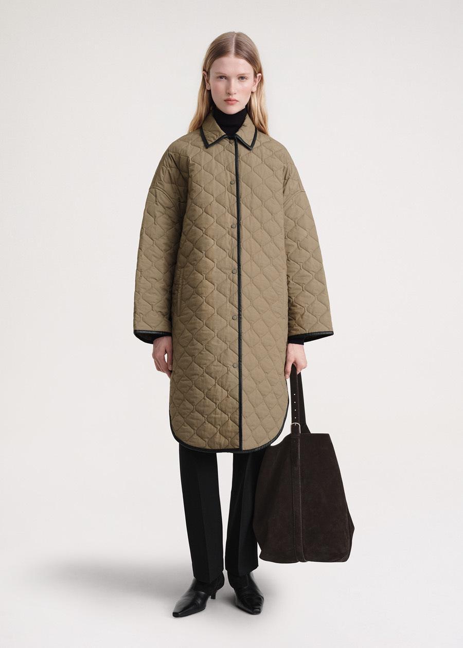 TOTÊME Single-breasted Quilted Coat In Brown Product Image