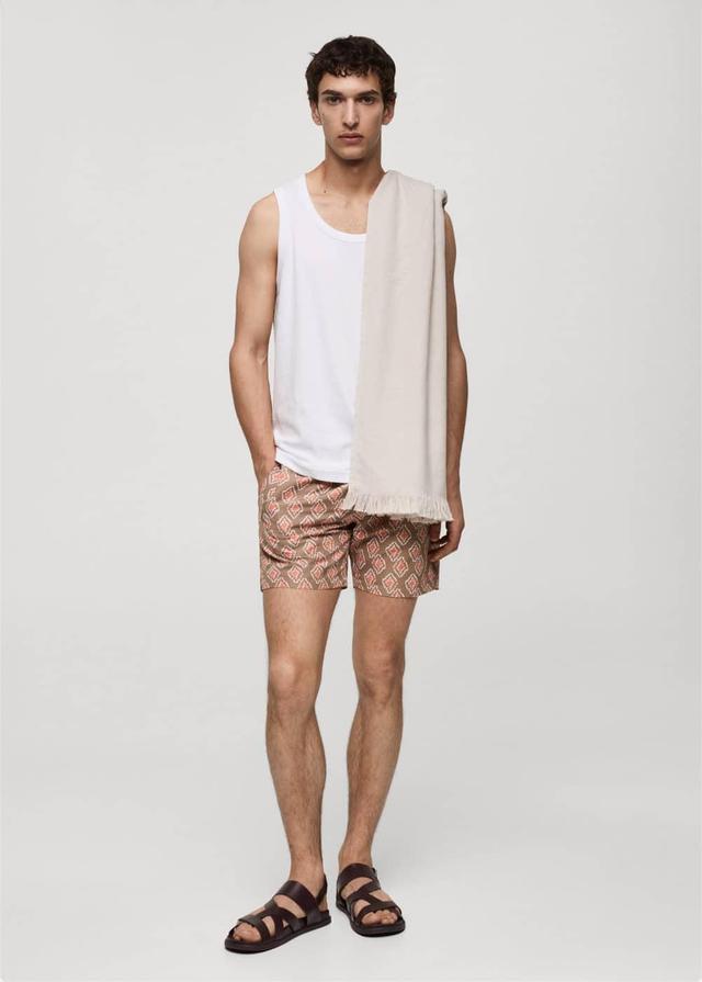 Geometric-print swimsuit - Men | MANGO USA Product Image