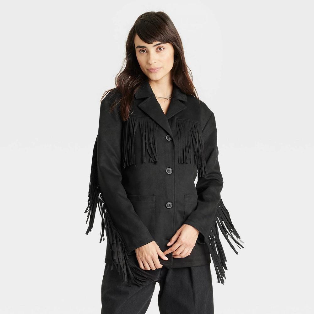 Womens Fringe Jacket - Universal Thread Black Product Image