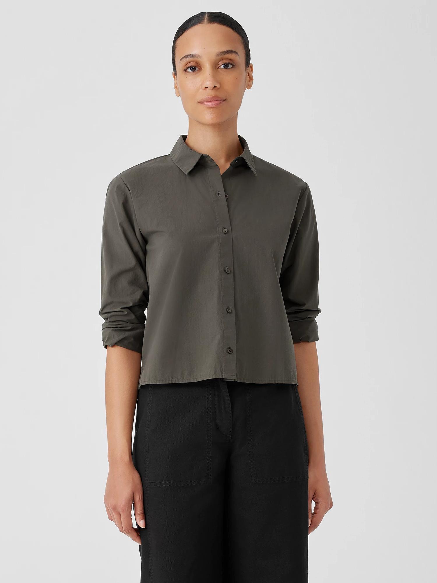 EILEEN FISHER Washed Organic Cotton Poplin Classic Collar Shirtfemale Product Image