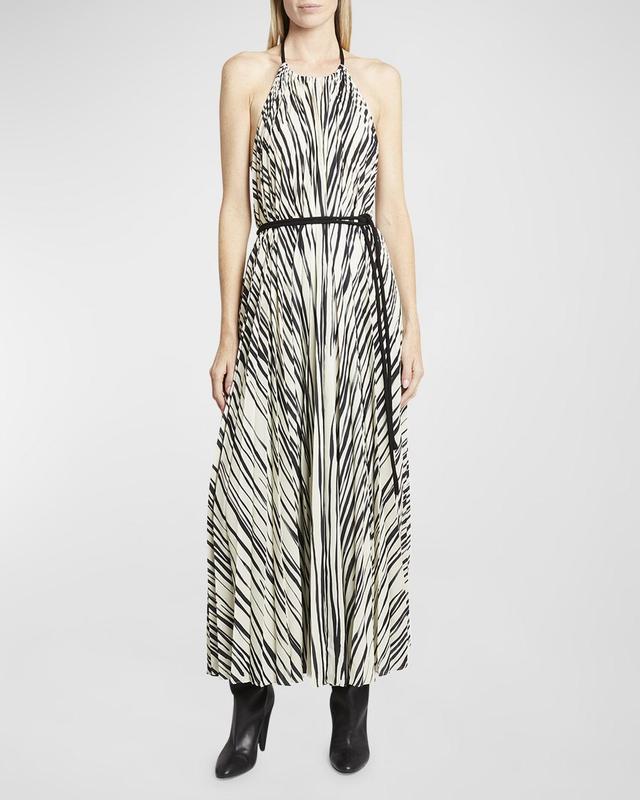 Frida Striped Belted Halter Maxi Dress Product Image