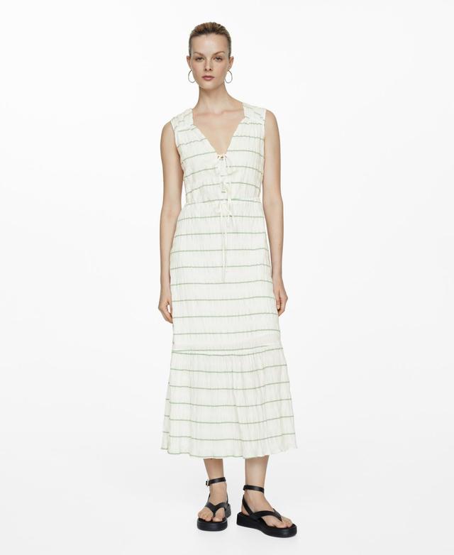 Mango Womens Bow Striped Dress Product Image