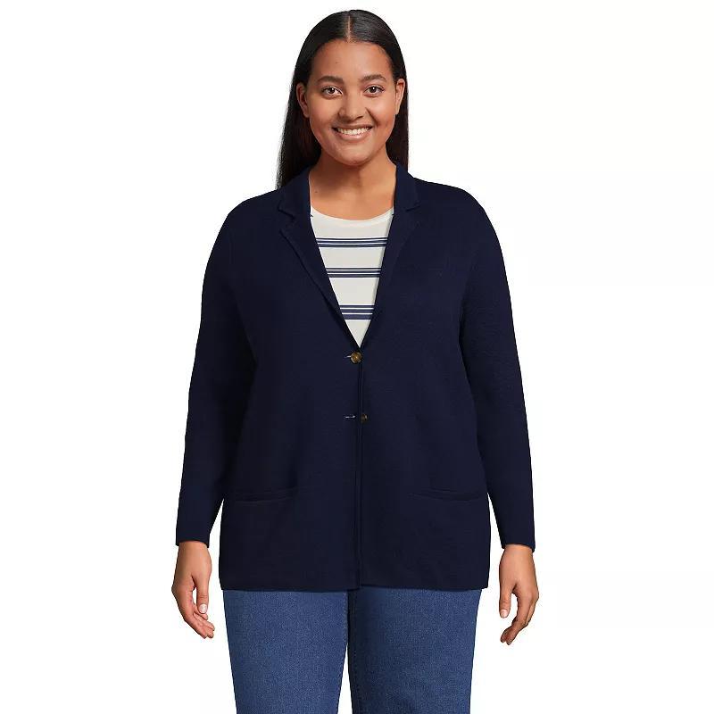 Plus Size Lands End Sweater Blazer, Womens Med Grey Product Image