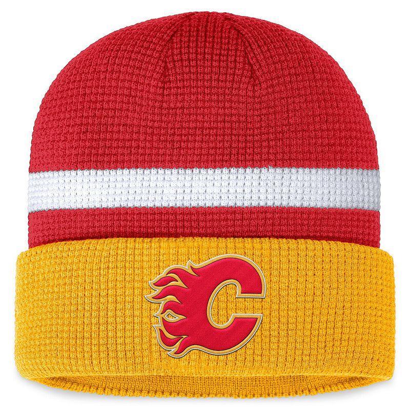 Mens Fanatics Branded Red/Yellow Calgary Flames Fundamental Cuffed Knit Hat Product Image