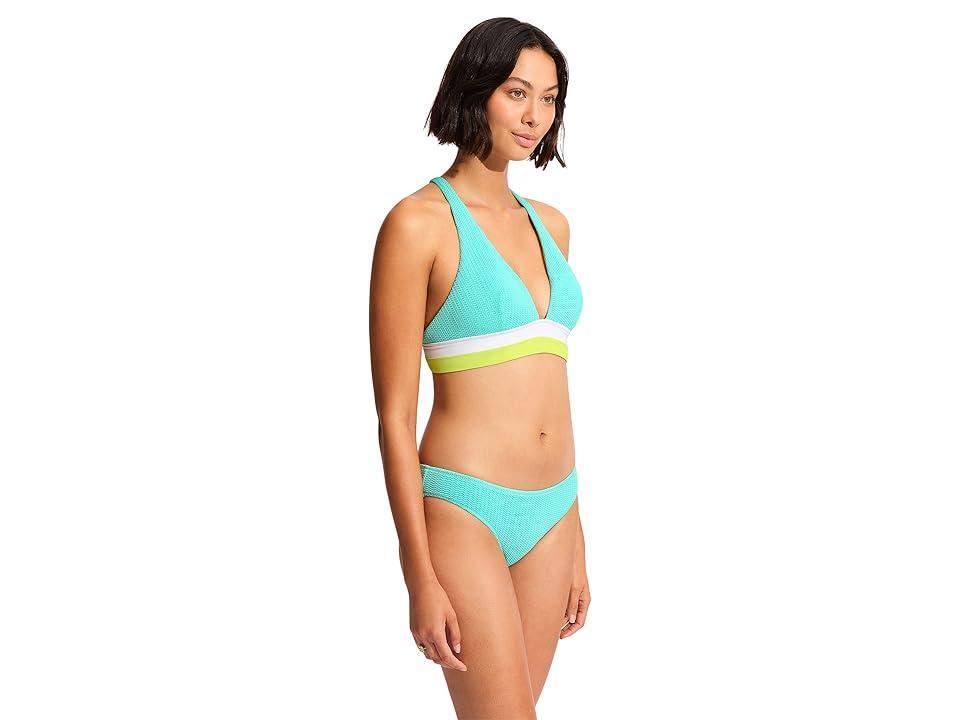 Seafolly Slice Of Splice Spliced Longline Tri (Lime Burst) Women's Swimwear Product Image