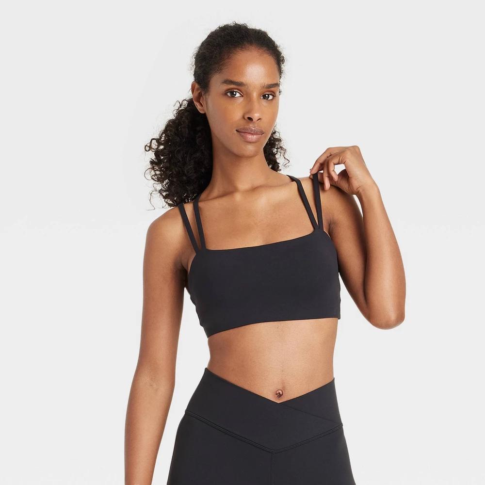 Womens Square Neck Strappy Sports Bra - JoyLab Black XXL Product Image