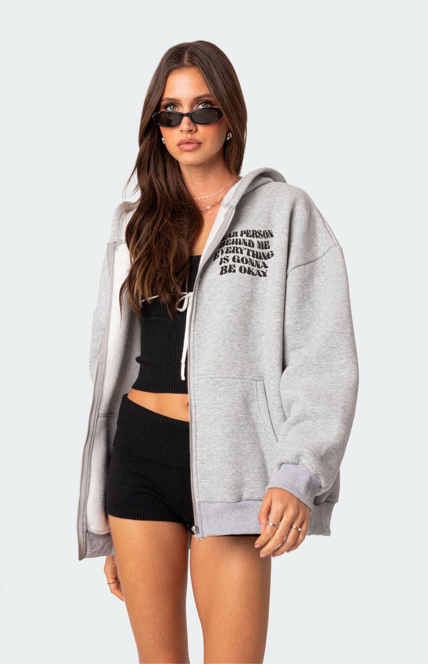 Edikted Women's Everything's Ok Zip-Up Oversized Hoodie Product Image