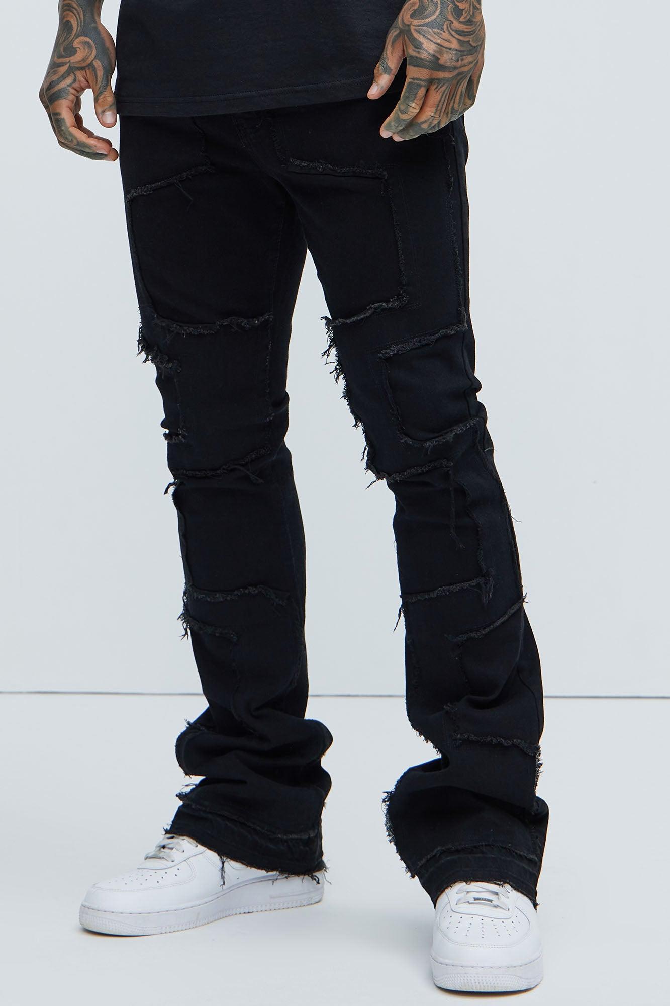 Be Square Stacked Skinny Flare Jeans - Black Product Image