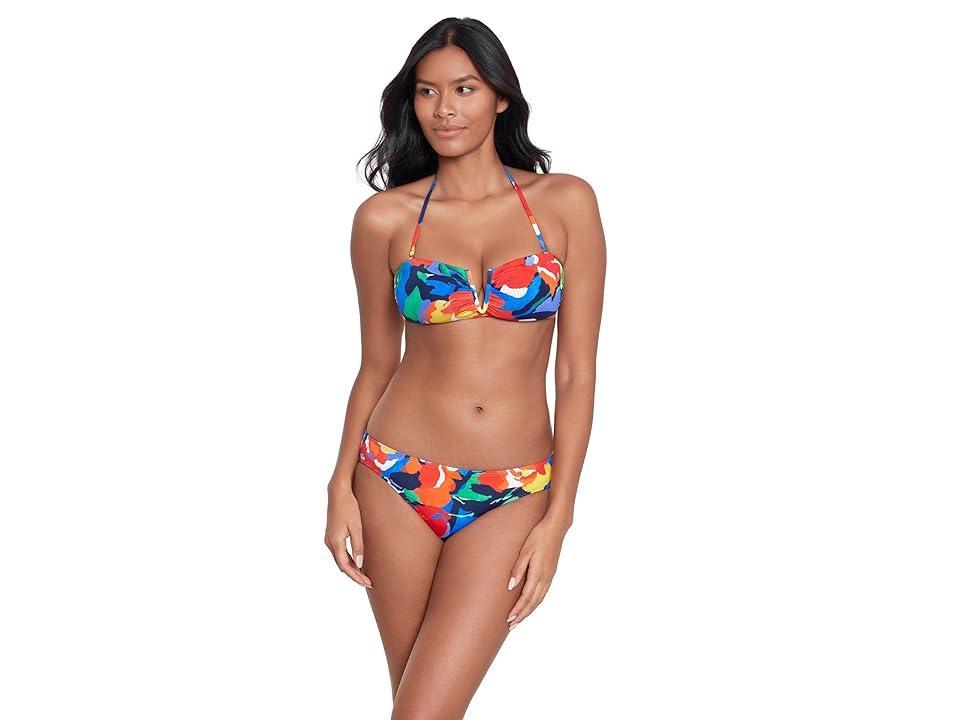 Lauren Ralph Lauren Bold Abstract FloralV Wire Bandeau Top (Multicolor) Women's Swimwear Product Image