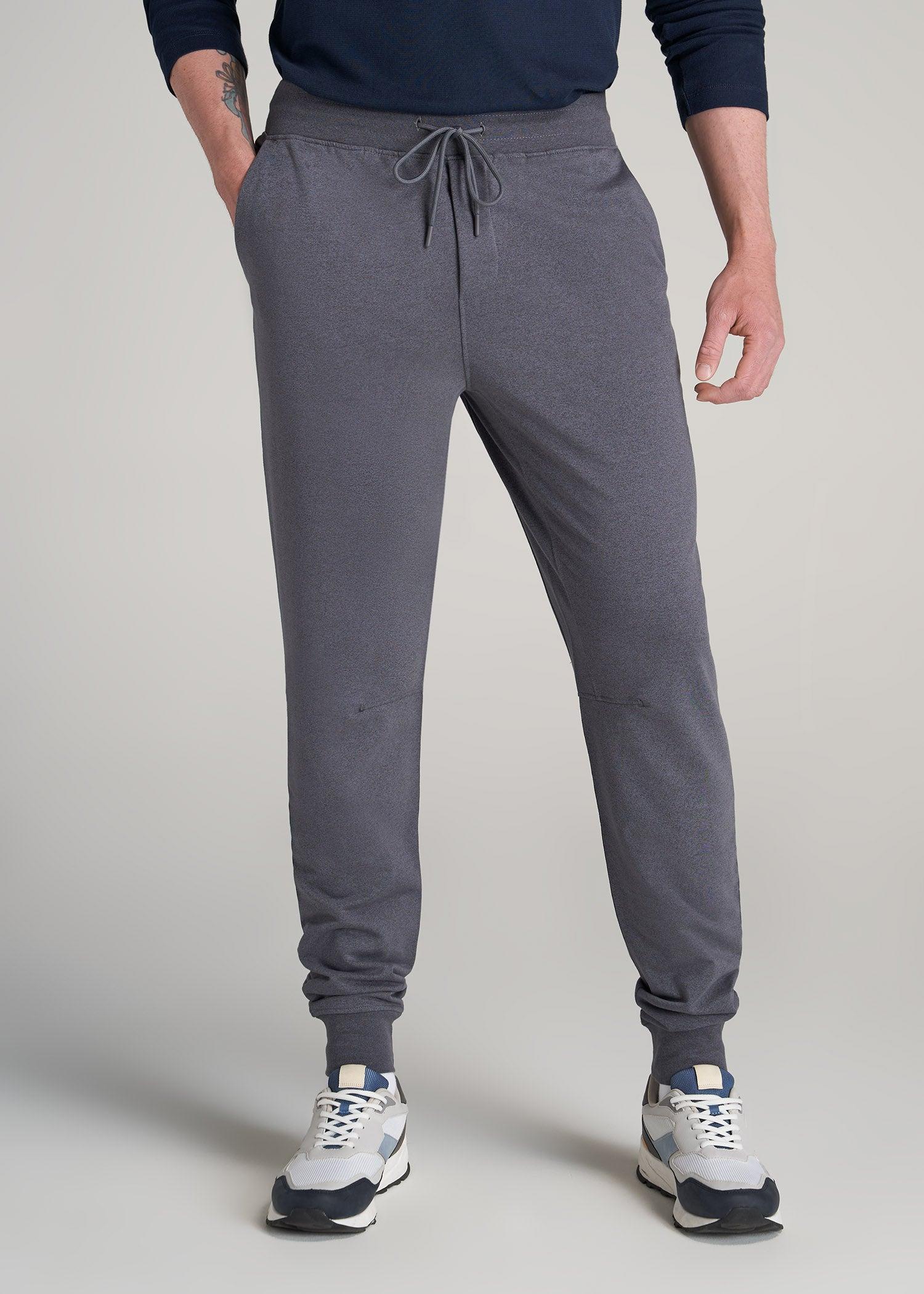 A.T. Performance Slim French Terry Joggers for Tall Men in Tech Charcoal Mix Product Image