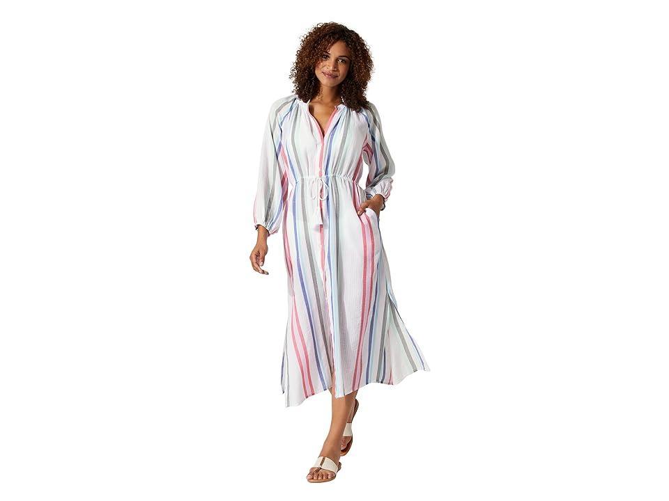 Tommy Bahama Stripe Long Sleeve Cotton Blend Cover-Up Dress Product Image