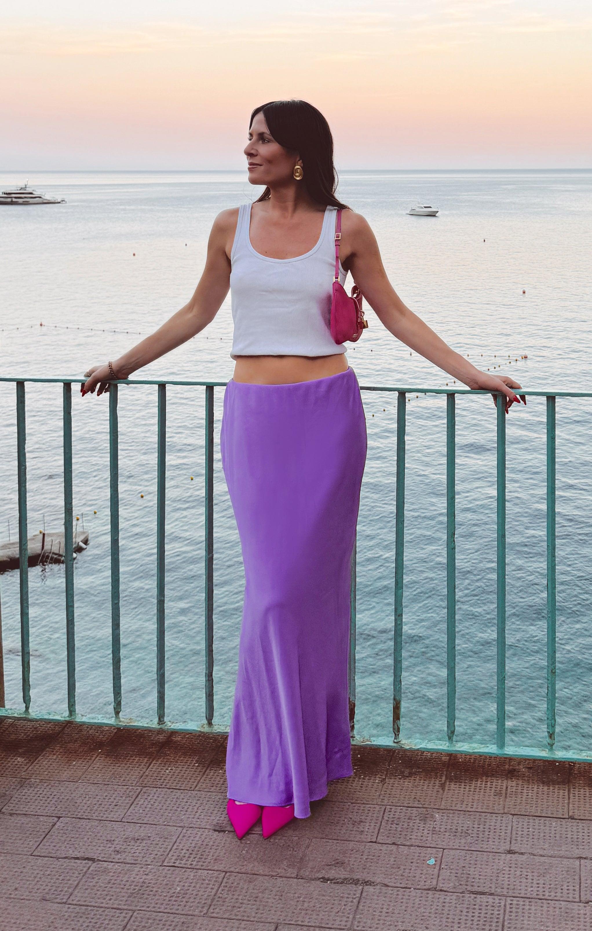 Maxi Slip Skirt ~ Violet Luxe Satin Product Image