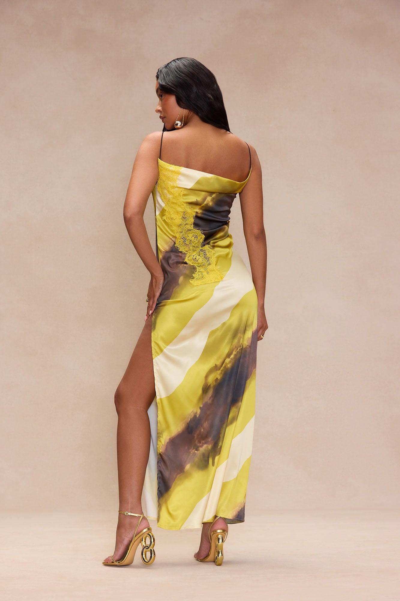 Sunny Satin Maxi Dress - Yellow/combo Product Image