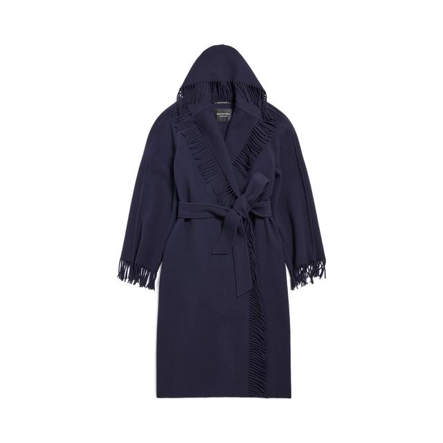 Women's Fringe Coat in Dark Blue Product Image