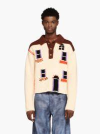 HOUSE' INTARSIA POLO SWEATER in white | JW Anderson US  Product Image