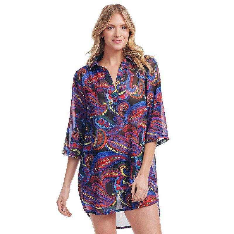 Womens Mazu Sea Breeze Paisley Collared Tunic Swim Coverup Product Image