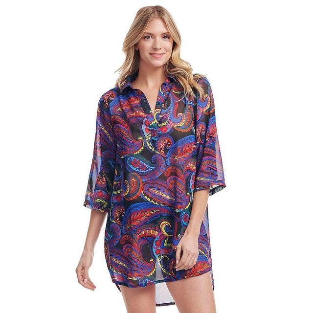 Womens Mazu Sea Breeze Paisley Collared Tunic Swim Coverup Product Image