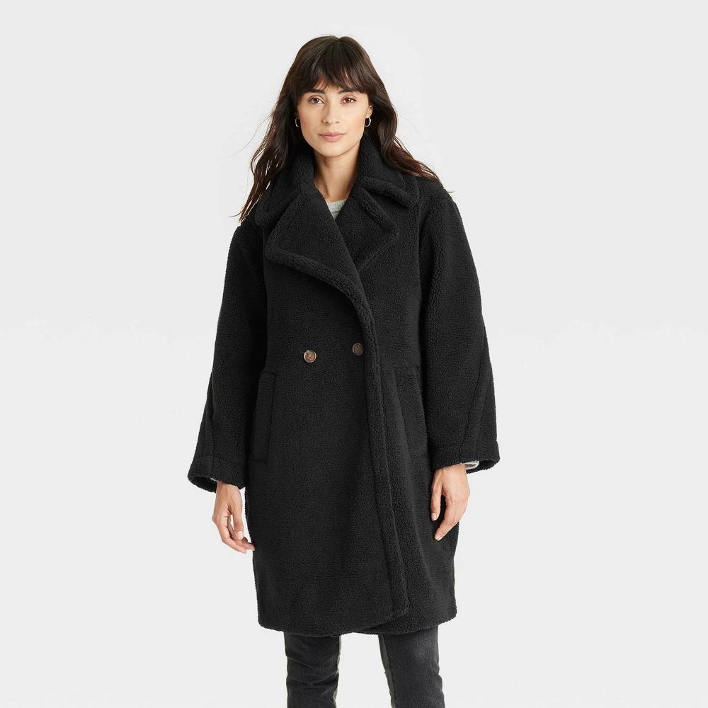 Womens Faux Shearling Coat - Universal Thread Black XS Product Image